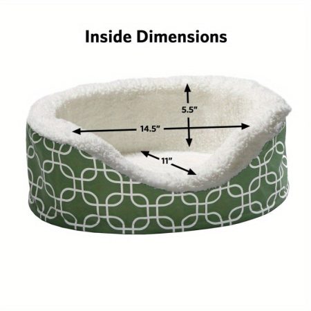 MidWest Homes for Pets QuiteTime Teflon Nesting Pet Bed for Cats & Small Dogs - 20" Green Geometric Pattern, Soft Plush Lining, Durable Teflon Fabric, Machine Washable, Cozy Indoor Bed for Resting & Snuggling, Cat Bed, Snug Design, Plush Lining Comfort