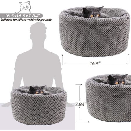 Large Cat Cave Bed Soft Enclosed Washable for Indoor Outdoor Cats Kittens AntiSlip Bottom Calming Covered Gray 16.5 x 16.5 x 7.48in