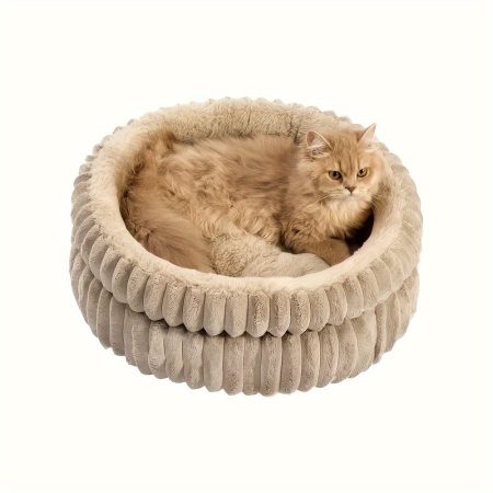 Cozy Plush Pet Nest - High-Quality Round Cat & Dog Bed with Cushioned Comfort, Warmth-Retaining White Faux Fur, Machine Washable for Easy Cleaning, Perfect for Small to Medium Pets, Cozy Pet Bed, Pet Comfort Bed, Round Pet Bed, Machine Washable Bed